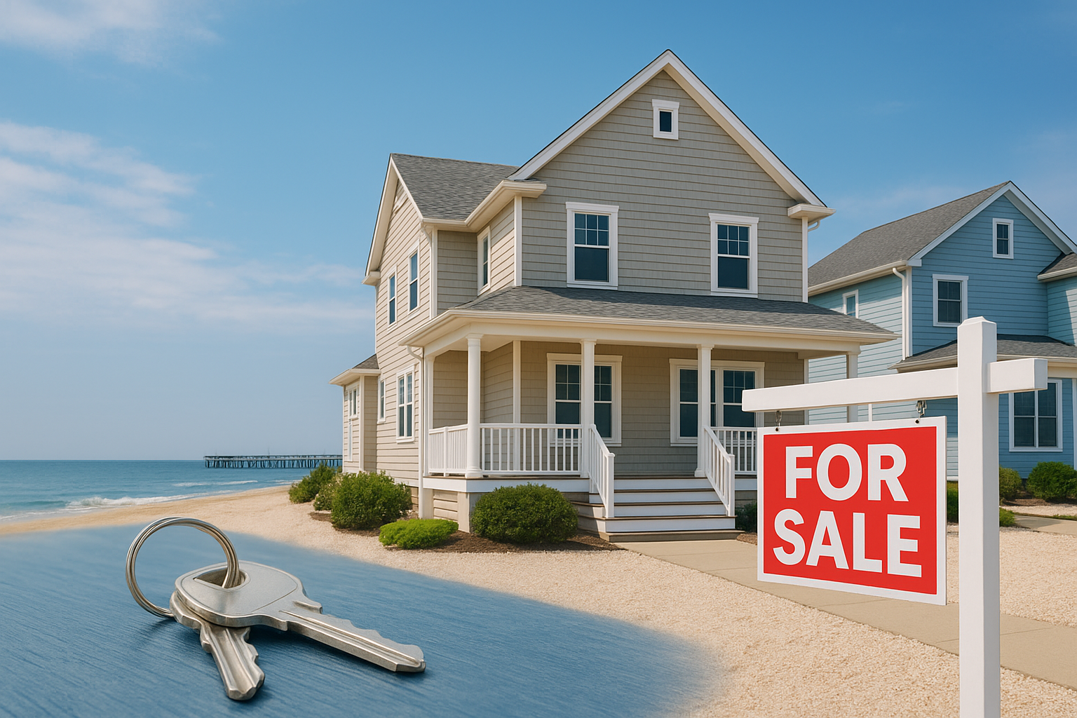 Ocean County homes in winter with real estate signs highlighting January 2026 market trends